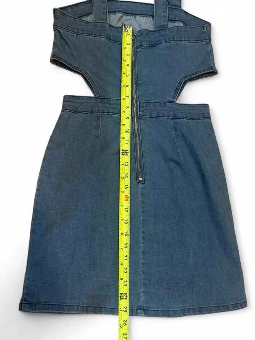 Tinseltown Blue Denim Mini Dress with side Cutouts - Picture 6 of 6